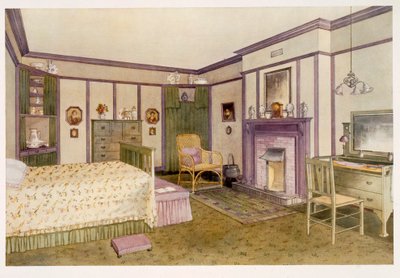 Green and mauve bedroom by Richard Goulburn Lovell